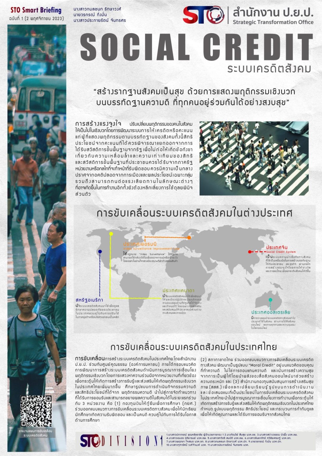 STO Smart Briefing (ฉบับที่ 1) “ระบบเครดิตสังคม (Social Credit)"